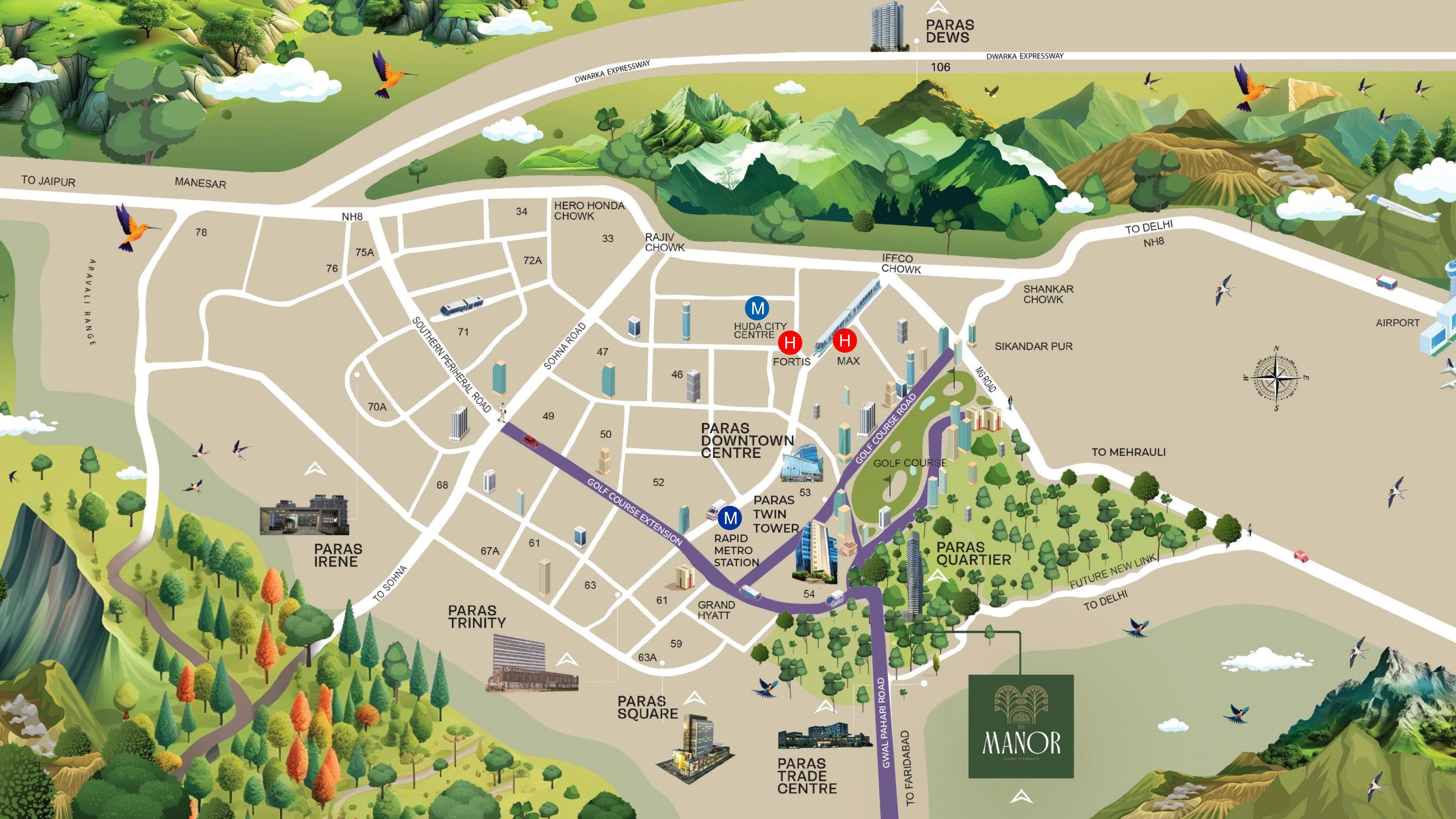 The Manor Location Map — Gwal Pahari, Gurugram